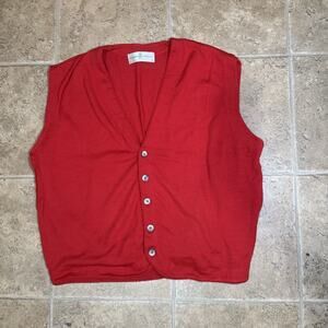 VTG Fairway & Greene Golf Vest Mens Large L 100% Wool Red Button Down